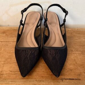 Kelly & Katie Black Lace Slingback Heels size 6
